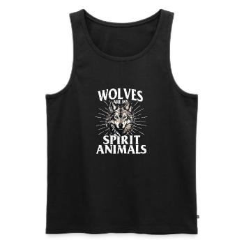 Les loups sont mes animaux spirituels - Wolf Lover Wildlife - Débardeur bio Premium Homme - noir - Devant - AI Model Male 178 light (178cm)
