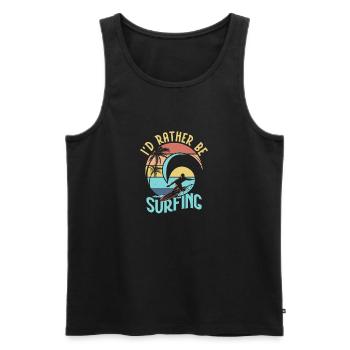 I'd Rather Be Surfing Summer Surfer Surfboard - Men's Premium Organic Tank Top - black - Front - AI Model Male 178 light (178cm)
