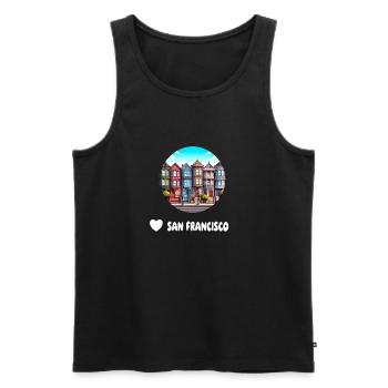 San Francisco - Men's Premium Organic Tank Top - black - Front - AI Model Male 178 light (178cm)