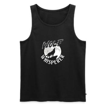 Wolf Whisperer - Wolf Lover Wildlife Outdoor Fan - Männer Premium Bio Tank Top - Schwarz - Vorne - AI Model Male 178 light (178cm)
