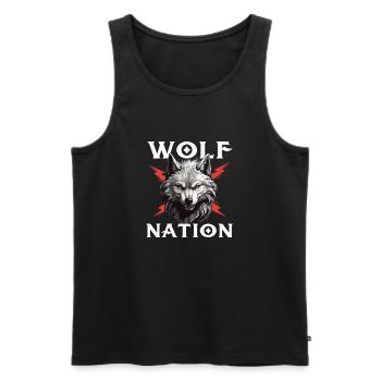 Wolf Nation - Wolf Lover Wildlife Outdoor Fan - Men's Premium Organic Tank Top - black - Front - AI Model Male 178 light (178cm)