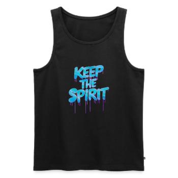 KEEP THE SPIRIT - Men's Premium Organic Tank Top - black - Front - AI Model Male 178 light (178cm)