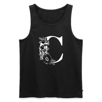Buchstabe c Blumen schwarz und weiß - Männer Premium Bio Tank Top - Schwarz - Vorne - Michal (187cm)