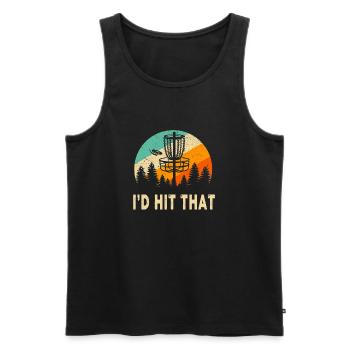 Retro Disc Golf Sport Sonnenuntergang Vintage Frisbee Golf - Männer Premium Bio Tank Top - Schwarz - Vorne - Michal (187cm)