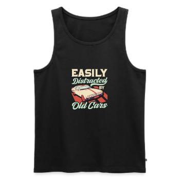Ily Distracted By Old Cars Vintage Hot Rod Vehicle - Men's Premium Organic Tank Top - black - Front - Michal (187cm)