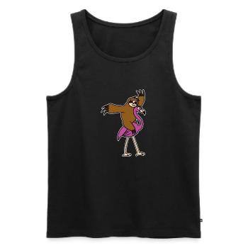 Faultier Reiten Flamingo T-Shirt Lustiges Faultier Rosa - Männer Premium Bio Tank Top - Schwarz - Vorne - Michal (187cm)