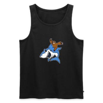 Paresseux Riding Shark TShirt Drôle Animal Lent - Débardeur bio Premium Homme - noir - Devant - Michal (187cm)