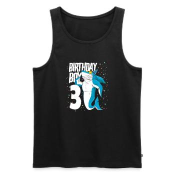 3 year old Boys Shark Birthday Gift - Men's Premium Organic Tank Top - black - Front - AI Model Male 178 light (178cm)