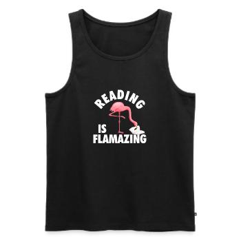 Reading Is Flamazing - Cute Flamingo Book Lover - Men's Premium Organic Tank Top - black - Front - Michal (187cm)