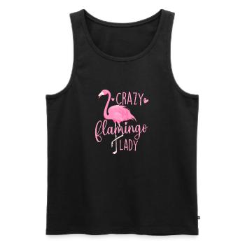 Crazy Flamingo Lady - Lustige Vogelliebhaberin - Männer Premium Bio Tank Top - Schwarz - Vorne - Michal (187cm)