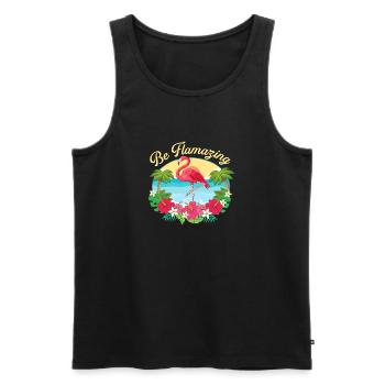 Be Flamazing - Mignon amant de flamants roses - Débardeur bio Premium Homme - noir - Devant - Michal (187cm)