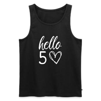 Hello 5 Heart Script - Men's Premium Organic Tank Top - black - Front - Michal (187cm)