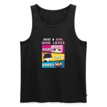 Just a Girl Who Loves Anime Cats Ramen - Männer Premium Bio Tank Top - Schwarz - Vorne - Michal (187cm)