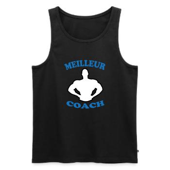 BESTER TRAINER 88 - Männer Premium Bio Tank Top - Schwarz - Vorne - Michal (187cm)