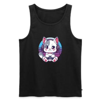 Cat gaming retro background - Men's Premium Organic Tank Top - black - Front - Michal (187cm)