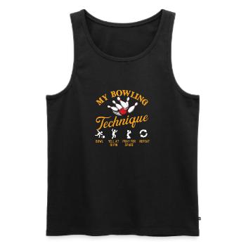 Meine Bowling-Technik - Lustiger Bowling-Bowler - Männer Premium Bio Tank Top - Schwarz - Vorne - AI Model Male 178 light (178cm)