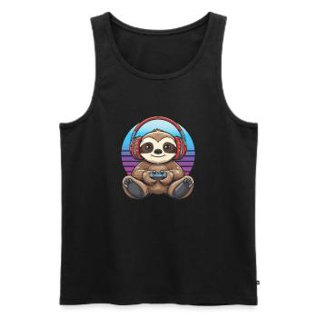 Faultier gaming Retro - Männer Premium Bio Tank Top - Schwarz - Vorne - AI Model Male 178 light (178cm)