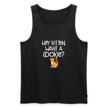 Hey Kitten Want A Cookie Cute Cat Animal Lover Fun - Débardeur bio Premium Homme - noir - Devant - Michal (187cm)