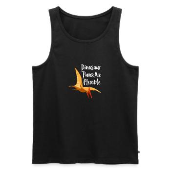 Crazy Flying Dinosaur T-Shirt - Funny Dino Lover - Men's Premium Organic Tank Top - black - Front - Michal (187cm)