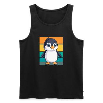 Pingouin rétro - Débardeur bio Premium Homme - noir - Devant - Michal (187cm)