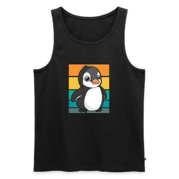 Pingouin rétro - Débardeur bio Premium Homme - noir - Devant - Michal (187cm)