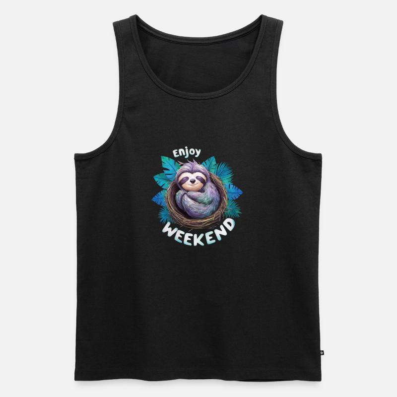 WOCHENENDE GENIESSEN - Männer Premium Bio Tank Top - Schwarz
