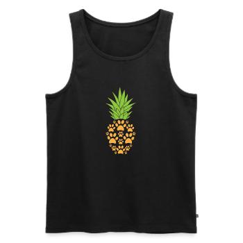 Patte de chien ananas drôle de fruit tropical animal jeu de mots - Débardeur bio Premium Homme - noir - Devant - AI Model Male 178 light (178cm)