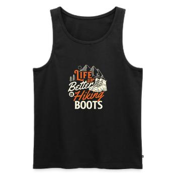 Life Is Better In Hiking Boots - Hiker - Men's Premium Organic Tank Top - black - Front - AI Model Male 178 light (178cm)