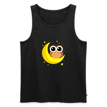 Brown Owl On Moon Cartoon Birds Of Prey Lover Cool - Men's Premium Organic Tank Top - black - Front - Michal (187cm)