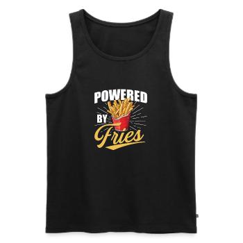 Powered By Fries - French Fries Lover Fast Food - Men's Premium Organic Tank Top - black - Front - Michal (187cm)