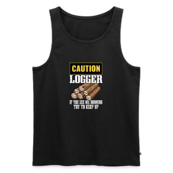 Attention Logger si vous me voyez en train d’exécuter Logging Lumbe - Débardeur bio Premium Homme - noir - Devant - AI Model Male 178 light (178cm)