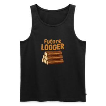 Future Logger Logging Lumberjack - Men's Premium Organic Tank Top - black - Front - AI Model Male 178 light (178cm)