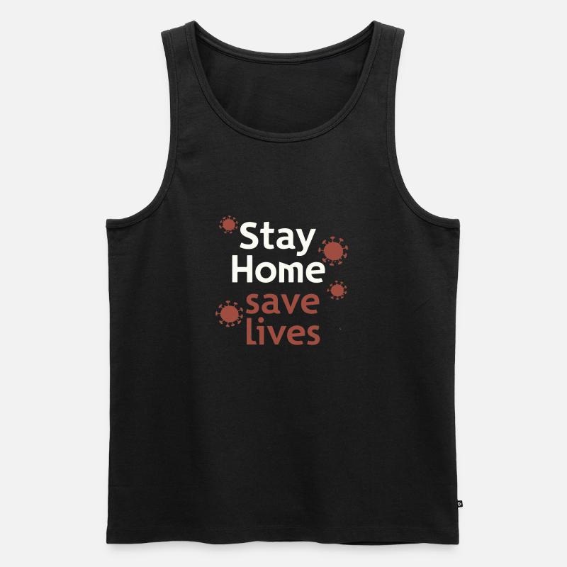BLEIBEN SIE ZU HAUSE - Männer Premium Bio Tank Top - Schwarz