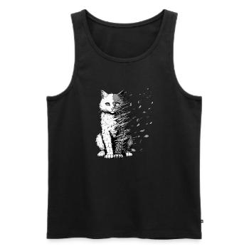 Eine traurige, zerbrechliche Katze. Animiertes Tier. - Männer Premium Bio Tank Top - Schwarz - Vorne - AI Model Male 178 light (178cm)