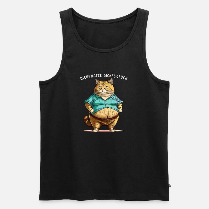 DICKE KATZE DICKES GLÜCK - Männer Premium Bio Tank Top - Schwarz
