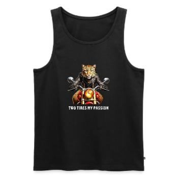 MOTORRAD TWO TIRES MY PASSION - Männer Premium Bio Tank Top - Schwarz - Vorne - AI Model Male 178 light (178cm)