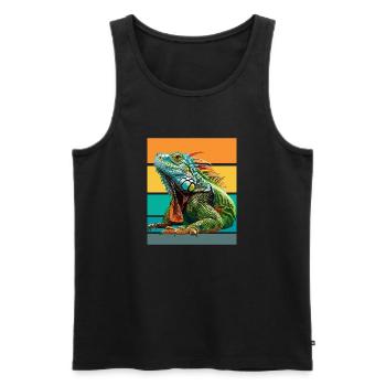 Leguan Retro Design - Männer Premium Bio Tank Top - Schwarz - Vorne - AI Model Male 178 light (178cm)