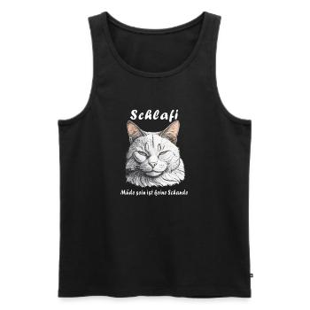 CAT Schlafi Being tired is not a shame - Men's Premium Organic Tank Top - black - Front - Michal (187cm)