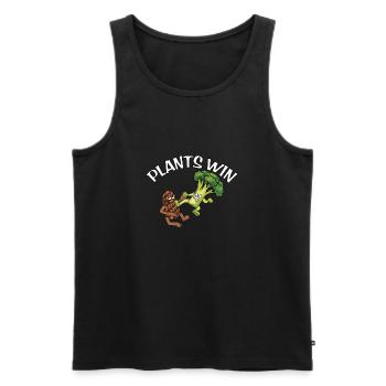 Plants Win fun vegan motif - Men's Premium Organic Tank Top - black - Front - AI Model Male 178 light (178cm)