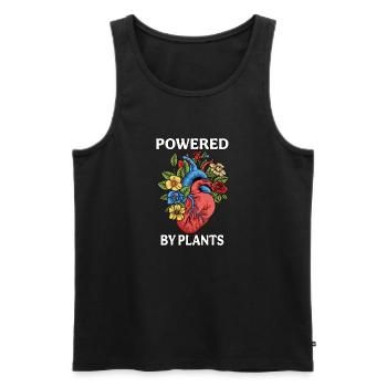 Alimenté par le cœur des plantes et les fleurs - Débardeur bio Premium Homme - noir - Devant - AI Model Male 178 light (178cm)
