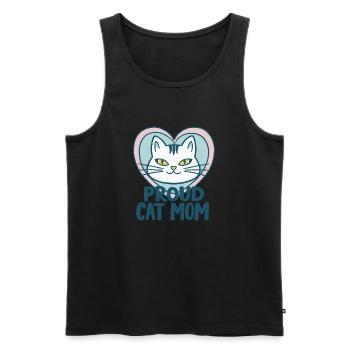 STOLZE KATZENMAMA - Männer Premium Bio Tank Top - Schwarz - Vorne - Michal (187cm)