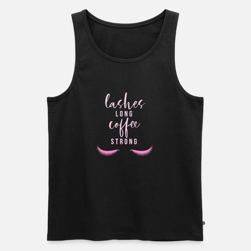 Lashes long Coffee strong - Männer Premium Bio Tank Top - Schwarz