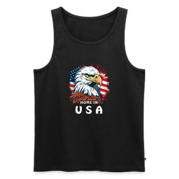 SEEADLER HOME IN USA - Männer Premium Bio Tank Top - Schwarz - Vorne - AI Model Male 178 light (178cm)