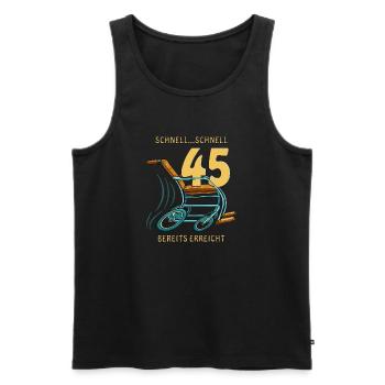 GEHHILFE SCHNELL 45 BEREITS ERREICHT - Männer Premium Bio Tank Top - Schwarz - Vorne - Michal (187cm)