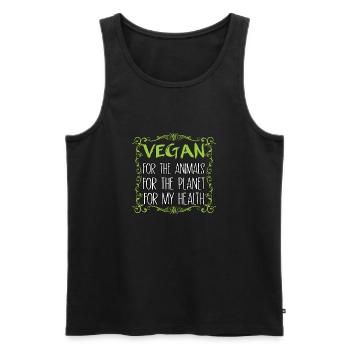 Vegan fuer die Tiere - Männer Premium Bio Tank Top - Schwarz - Vorne - AI Model Male 178 light (178cm)