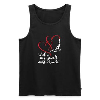 Gewalt nicht schmeckt Vegan Herzen - Männer Premium Bio Tank Top - Schwarz - Vorne - AI Model Male 178 light (178cm)