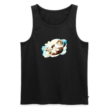 CAT FAT LYING CLOUD - Men's Premium Organic Tank Top - black - Front - Michal (187cm)