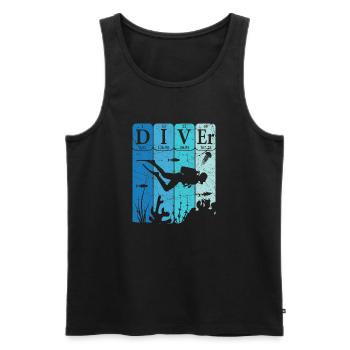 Scuba Diver Periodic Table Elements Retro - Men's Premium Organic Tank Top - black - Front - AI Model Male 178 light (178cm)