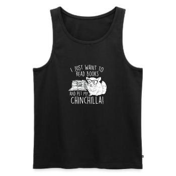 Je veux juste lire des livres et caresser mon chinchilla - Débardeur bio Premium Homme - noir - Devant - Michal (187cm)