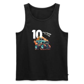 10e anniversaire les garçons, 10 ans et prêts à écraser le monstre - Débardeur bio Premium Homme - noir - Devant - Michal (187cm)